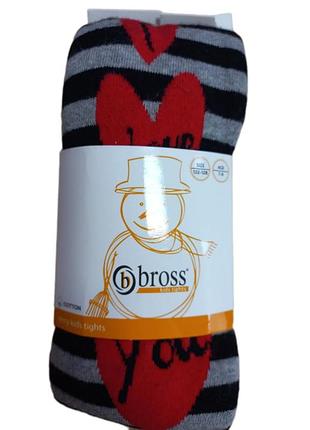 Колготи для дівчинки 122-140 см bross теплі сірі