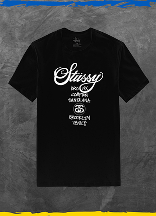 Футболка унісекс stussy базова стусcі біле лого принт чорний, m