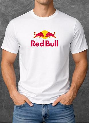 Футболка унісекс з принтом red bull ред булл базова біла l