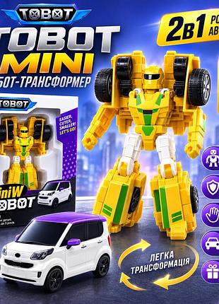 Іграшка трансформер tobot mini a38w робот-автомобіль 2 в 1, рухомі елементи, міцний пластик, 12 см, від 3 років