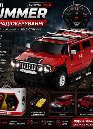Машина джип на радиоуправлении hummer 27020a 1:24, 21 см, со светом, резиновыми колесами и аккумулятором