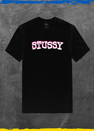 Футболка унісекс stussy базова стусcі біле лого принт чорний, s