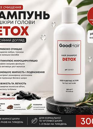 Шампунь для глибокого очищення шкіри голови good hair hair shampoo detox 300 мл з активованим вугіллям і кофеїном