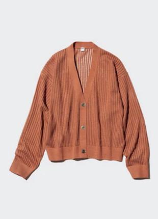 Короткий кардиган із сітки з v-подібним вирізом uniqlo