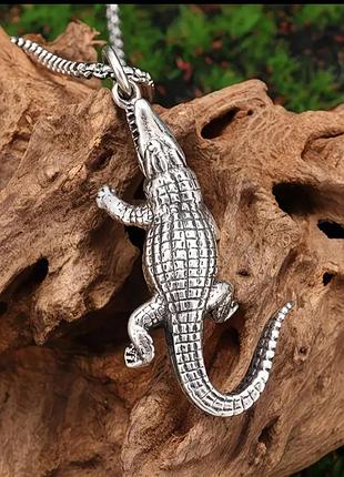 Кулон крокодил, подвеска крокодил на цепочке унисекс , lacoste