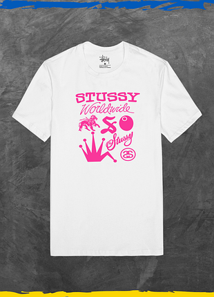 Футболка унісекс stussy базова біла стусcі лого принт біла, s