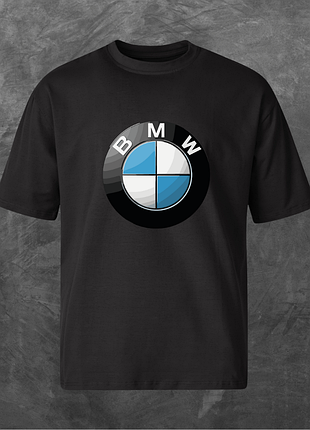 Футболка унісекс з принтом bmw бмв оверсайз чорна s