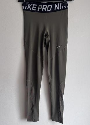 Жіночі спортивні лосини nike pro, хакі, розмір m, для залу, бігу чи йоги