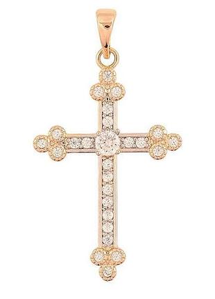 Кулон позолота 18k родий крест с цирконом для цепочки 271592 тм xuping