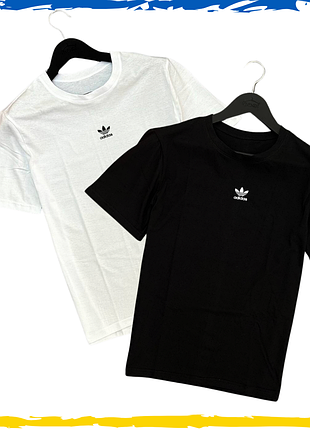 Футболка adidas унісекс. футболка адідас чоловіча та жіноча. чорний та білий. s-2xl