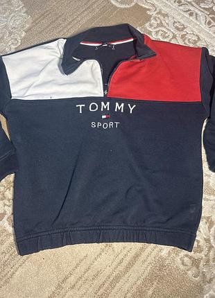Кофта жіноча tommy sport на блискавці, чорна з білим та червоним
