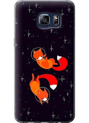 Чехол силиконовый на телефон samsung galaxy s6 edge plus g928 лисички в космосе "4519u-189-58250"