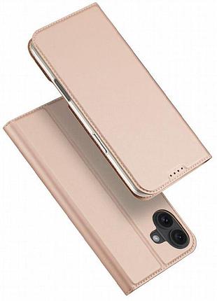 Чехол-книжка dux ducis с карманом для визиток для apple iphone 16 (6.1") rose gold
