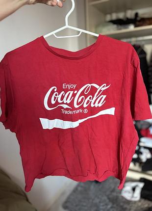 Жіноча футболка топ coca-cola червона з написом