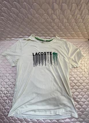 Футболка чоловіча lacoste біла з великим логотипом