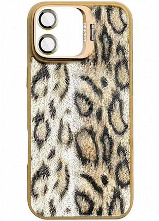 Чехол tpu+pc wild leopard with magnetic fit and lens для apple iphone 17 (6.3") brown