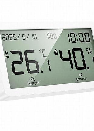 Электронный термогигрометр + часы hoco hx42 indoor white
