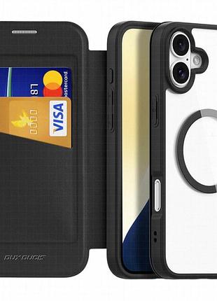 Чехол-книжка dux ducis skin x pro with magnetic fit для apple iphone 16 (6.1") black