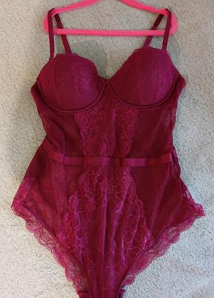 Боді жіноче мереживне бордове