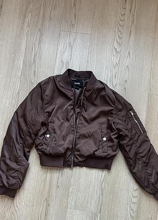 Куртка жіноча pull&bear бомбер укорочена коричнева
