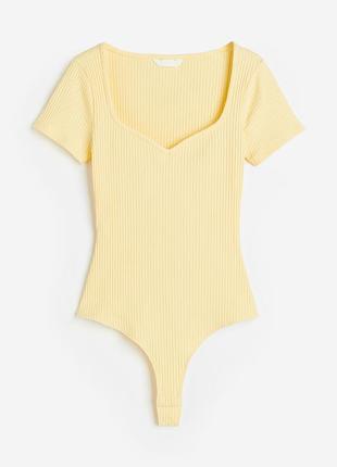 Жіноче боді h&m в рубчик, світло-жовтий, розмір xs