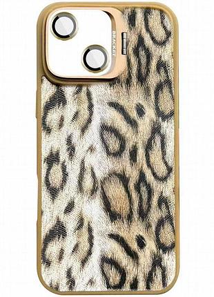 Чехол tpu+pc wild leopard with magnetic fit and lens для apple iphone 13 / 14 (6.1") brown