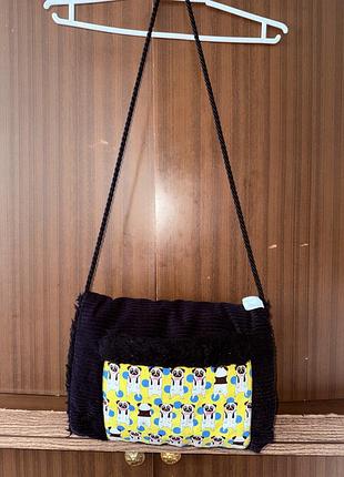Сумка-муфта hellibags helen schmidt finearts з мопсами, дизайнерська сумочка