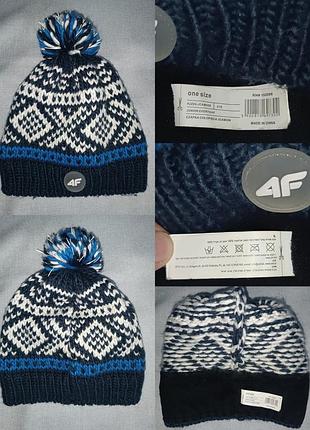 Стильна зимова шапка з помпоном від відомого спортивного бренда 4f