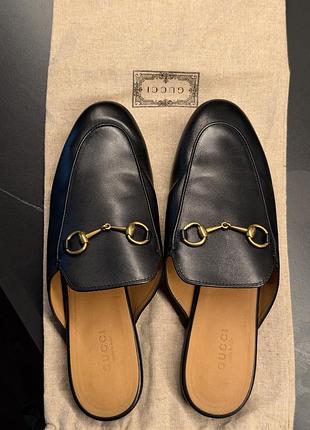 Жіночі сліпери gucci чорні шкіряні