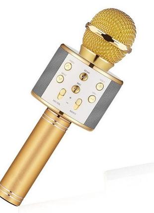 Бездротовий мікрофон ws858 bluetooth karaoke gold 5 вт портативний з вбудованим динаміком