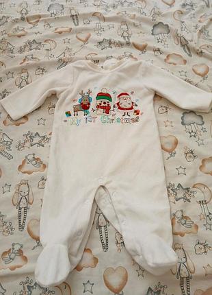 Чоловічок унісекс з новорічним принтом "my 1st christmas" білий