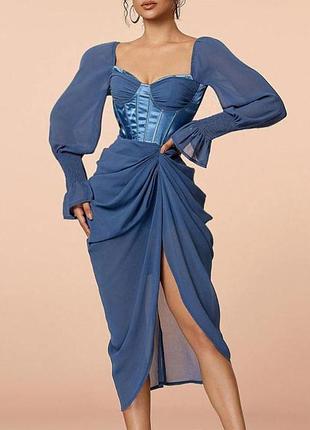 Розпродаж сукня prettylittlething міді корсетна драпірування