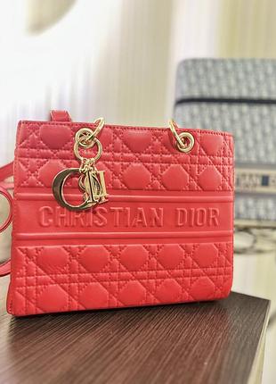Сумка для жінок christian dior червона стьобана