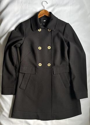 Пальто  чорне бренду h&m , двубортне, розмір s ( 84 a)