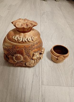 Керамическая сахарница и солонка «сахар», набор 2 шт