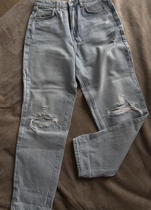 Джинси жіночі zara mom рвані блакитні