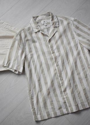 Мужская полосатая хлопковая рубашка h&amp;m m