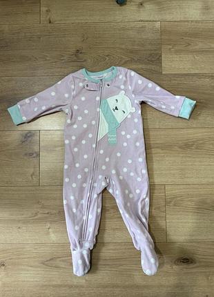 Чоловічок для дівчаток carter’s флісовий в горох з аплікацією, 12 місяців
