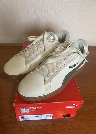 Кеди puma smash v2 preppy (pristine / green moss)
