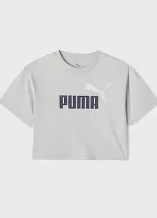 Спортивна кроп-футболка мʼятно-сірого кольору від puma  розмірm