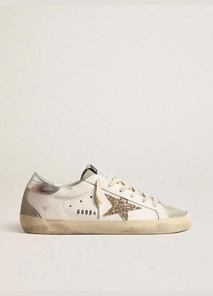 Кеди жіночі golden goose superstar білі із золотистою зіркою