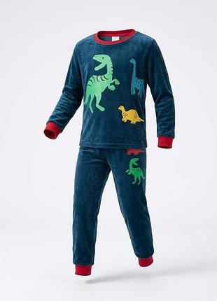 🦖 новая мега мягкая велюровая пижама с динозаврами pepco (7–8 лет, 122-128 см)