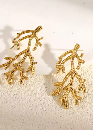 Серьги нержавеющая сталь stainless steel веточки