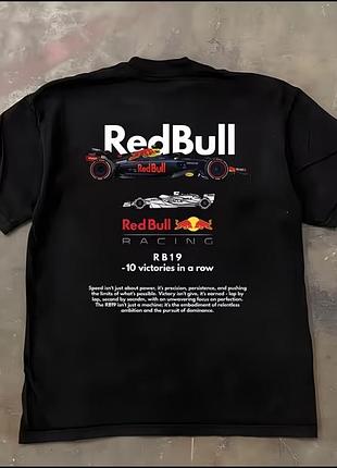 Футболка чоловіча red bull racing rb19 чорна з принтом