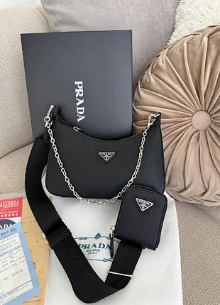 Сумки для жінок prada чорна шкіряна p4003