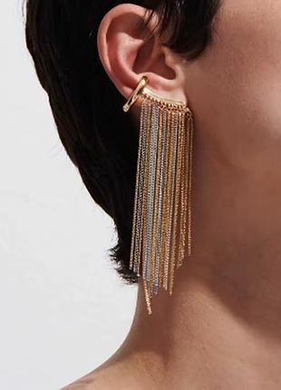 Сережка з кліпсою нержавіюча сталь stainless steel ланцюжки