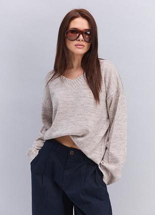 Бежевый пуловер oversize 8