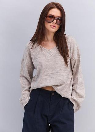 Бежевый пуловер oversize 10