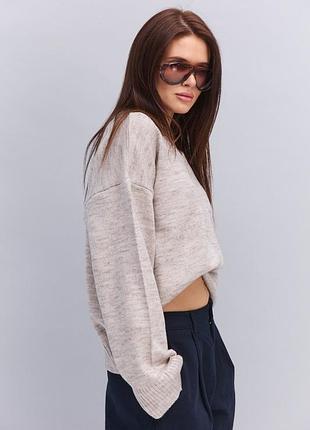 Бежевый пуловер oversize 6
