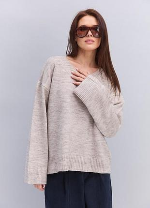 Бежевый пуловер oversize 4